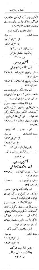 خبر روزنامه رسمی شماره 5225 چاپ شده در تاريخ 1341/10 دقت 100 درباره شرکت ارج