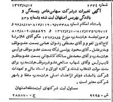خبر روزنامه رسمی شماره 11610 چاپ شده در تاريخ 1363/10 درباره شرکت ریسندگی و بافندگی بهریس اصفهان