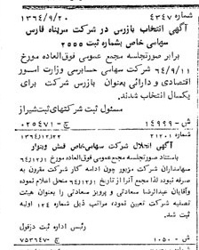 خبر روزنامه رسمی شماره 12054 چاپ شده در تاريخ 1365/65 دقت 100 درباره شرکت سرپناه فارس