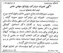 خبر روزنامه رسمی شماره 12100 چاپ شده در تاريخ 1365/65 درباره شرکت روزدارو