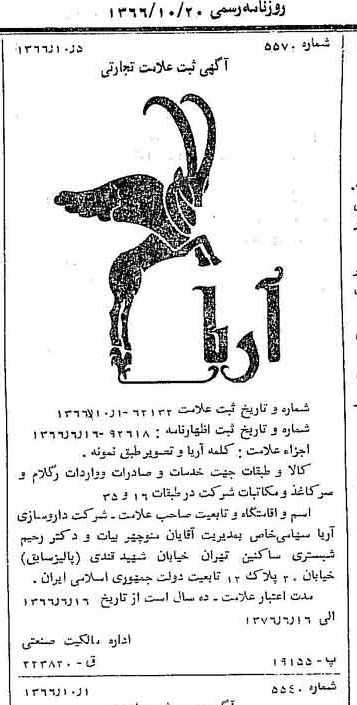 خبر روزنامه رسمی شماره 12491 چاپ شده در تاريخ 1366/10 دقت 81 درباره شرکت داروسازی آریا