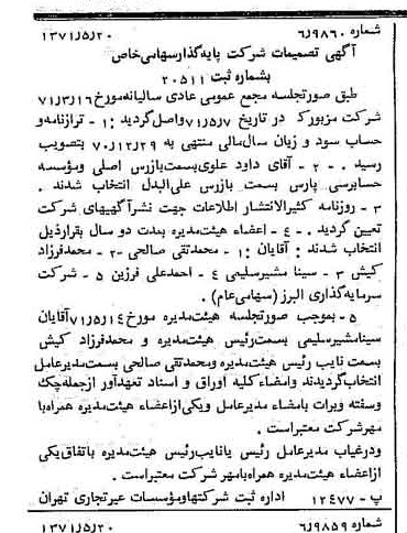 خبر روزنامه رسمی شماره 13822 چاپ شده در تاريخ 1371/06 دقت 87 درباره شرکت گروه سرمایه گذاری البرز