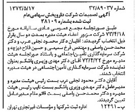 خبر روزنامه رسمی شماره 14401 چاپ شده در تاريخ 1373/05 درباره شرکت دارو پخش