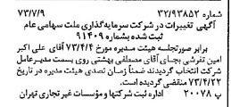 خبر روزنامه رسمی شماره 14453 چاپ شده در تاريخ 1373/07 درباره شرکت سرمایه گذاری ملت