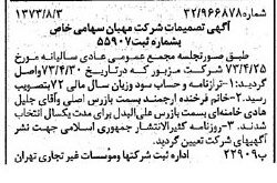 خبر روزنامه رسمی شماره 14470 چاپ شده در تاريخ 1373/08 درباره شرکت مهبان
