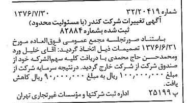 خبر روزنامه رسمی شماره 15347 چاپ شده در تاريخ 1376/08 درباره شرکت کندر