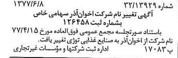 خبر روزنامه رسمی شماره 15592 چاپ شده در تاريخ 1377/06 دقت 87 درباره شرکت صنایع غذایی رضوی