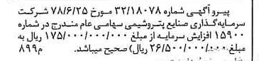 خبر روزنامه رسمی شماره 15933 چاپ شده در تاريخ 1378/08 درباره شرکت سرمایه گذاری صنایع پتروشیمی