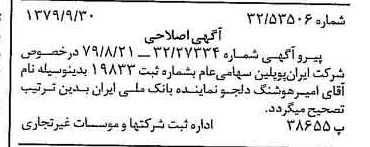 خبر روزنامه رسمی شماره 16272 چاپ شده در تاريخ 1379/10 درباره شرکت ایران پوپلین