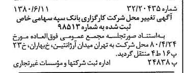 خبر روزنامه رسمی شماره 16475 چاپ شده در تاريخ 1380/06 درباره شرکت کارگزاری بانک سپه