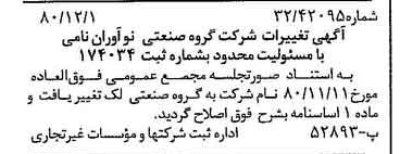 خبر روزنامه رسمی شماره 16609 چاپ شده در تاريخ 1380/12 دقت 88 درباره شرکت گروه صنعتی بلا