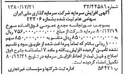 خبر روزنامه رسمی شماره 16629 چاپ شده در تاريخ 1381/01 درباره شرکت سرمایه گذاری ملی ایران