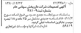 خبر روزنامه رسمی شماره 16631 چاپ شده در تاريخ 1381/01 درباره شرکت دارو پخش