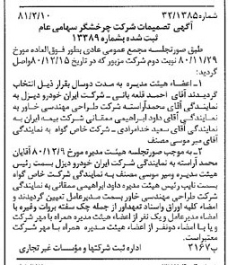 خبر روزنامه رسمی شماره 16656 چاپ شده در تاريخ 1381/02 درباره شرکت چرخشگر