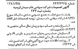 خبر روزنامه رسمی شماره 16707 چاپ شده در تاريخ 1381/04 درباره شرکت سیمان ارومیه