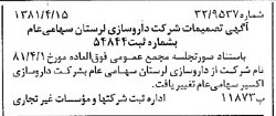 خبر روزنامه رسمی شماره 16712 چاپ شده در تاريخ 1381/04 درباره شرکت داروسازی اکسیر