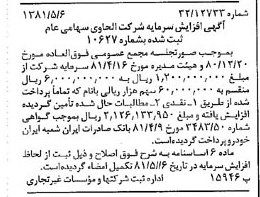 خبر روزنامه رسمی شماره 16732 چاپ شده در تاريخ 1381/05 درباره شرکت الحاوی