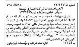خبر روزنامه رسمی شماره 16738 چاپ شده در تاريخ 1381/05 درباره شرکت اعتباری توسعه