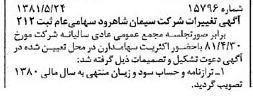 خبر روزنامه رسمی شماره 16748 چاپ شده در تاريخ 1381/06 درباره شرکت سیمان شاهرود