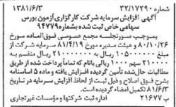 خبر روزنامه رسمی شماره 16758 چاپ شده در تاريخ 1381/06 دقت 94 درباره شرکت کارگزاری آرمون بورس