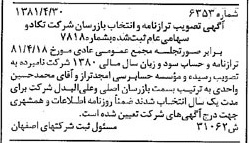 خبر روزنامه رسمی شماره 16765 چاپ شده در تاريخ 1381/06 درباره شرکت تکادو