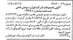 خبر روزنامه رسمی شماره 16768 چاپ شده در تاريخ 1381/06 درباره شرکت اوزان