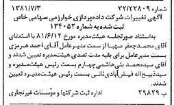 خبر روزنامه رسمی شماره 16785 چاپ شده در تاريخ 1381/07 درباره شرکت داده پردازی خوارزمی