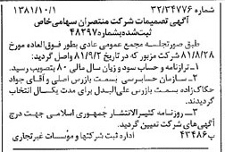 خبر روزنامه رسمی شماره 16851 چاپ شده در تاريخ 1381/10 درباره شرکت منتصران