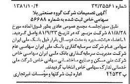 خبر روزنامه رسمی شماره 16857 چاپ شده در تاريخ 1381/10 درباره شرکت گروه صنعتی بلا