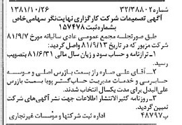 خبر روزنامه رسمی شماره 16876 چاپ شده در تاريخ 1381/11 درباره شرکت کارگزاری نهایت نگر