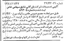 خبر روزنامه رسمی شماره 16902 چاپ شده در تاريخ 1381/12 درباره شرکت بازرگانی شایق